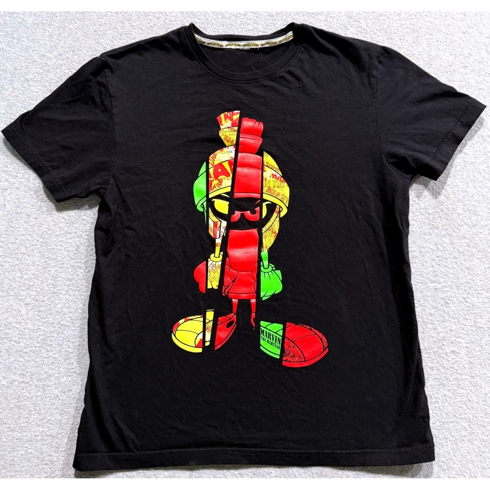 Looney Tunes Marvin the Martian Pop Art Graphic Tee Black Mens Medium Shirt